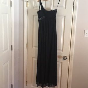 Navy One Shoulder Gown